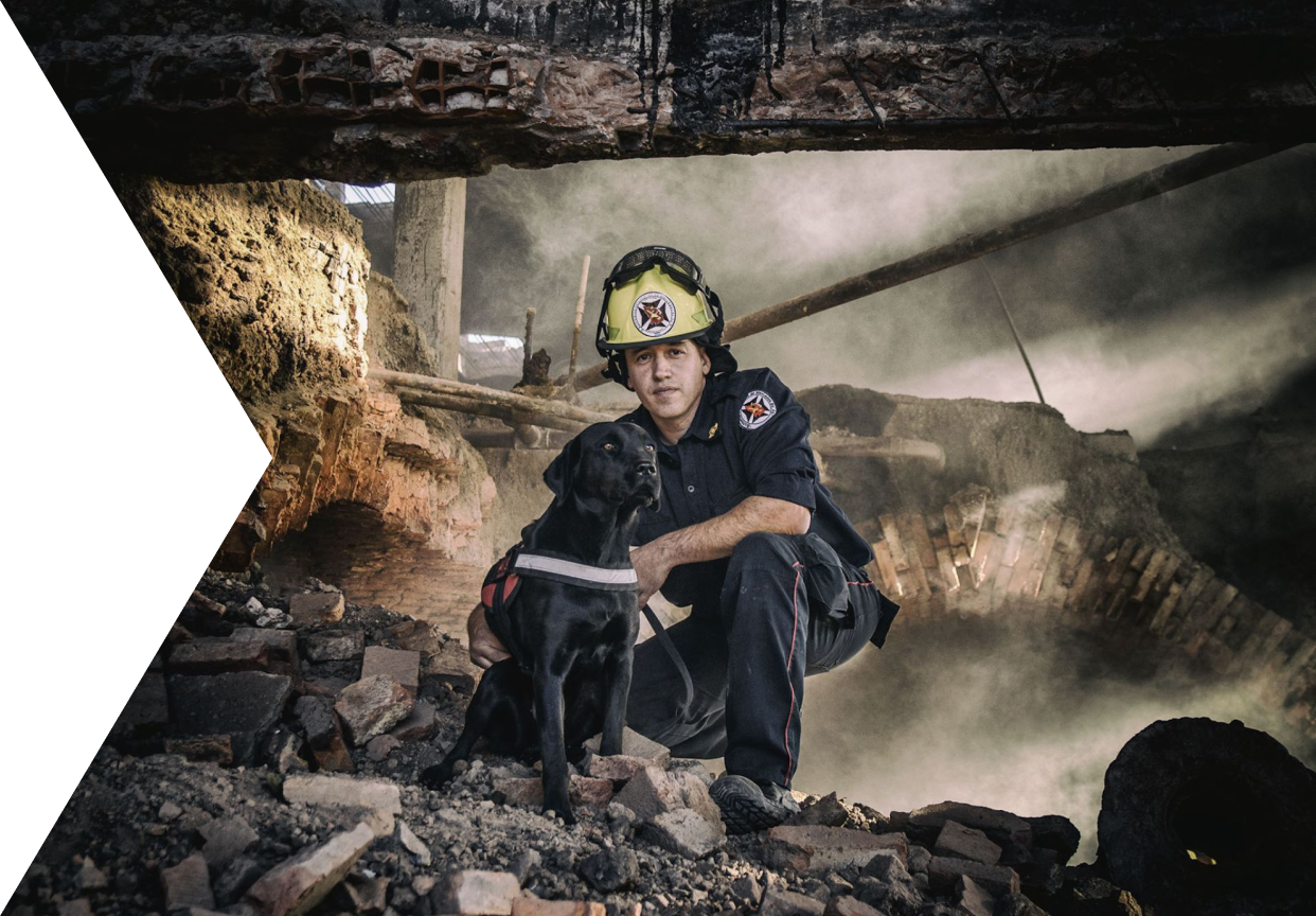 Fireman with dog